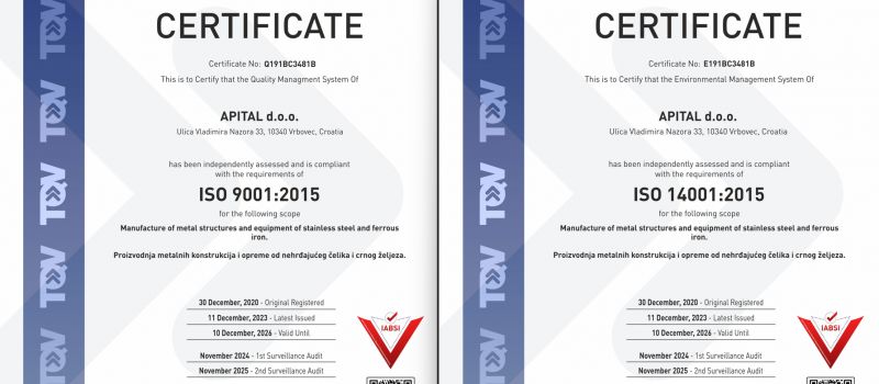 Proizvodnja sukladna pravilima ISO 9001 i ISO 14001